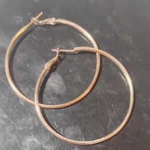 925 Stamped Gold Color Large Hoop Earrings